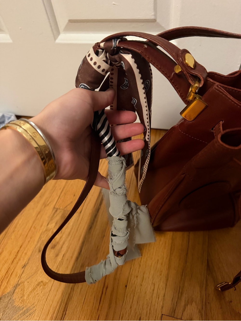 Cartier Brown Leather Drawstring Crossbody Bag - Picture 5 of 7